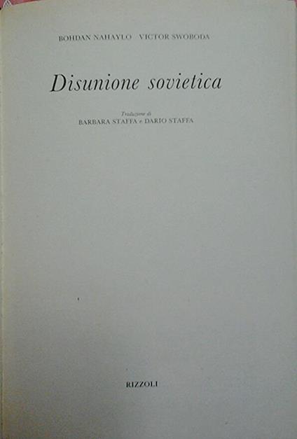 Disunione Sovietica - Victor Swoboda,Bohdan Nahaylo - copertina