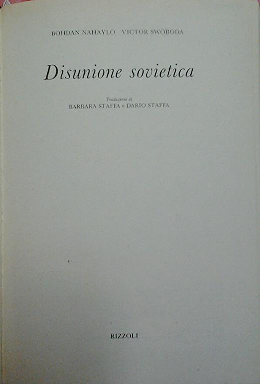 Disunione Sovietica - Victor Swoboda,Bohdan Nahaylo - copertina