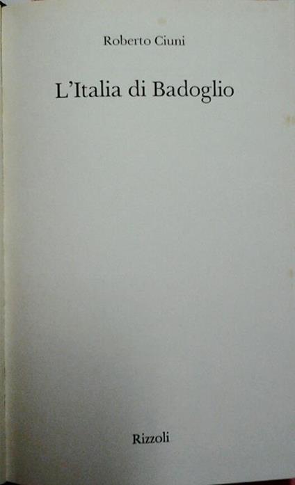 L' Italia di Badoglio - Roberto Ciuni - copertina