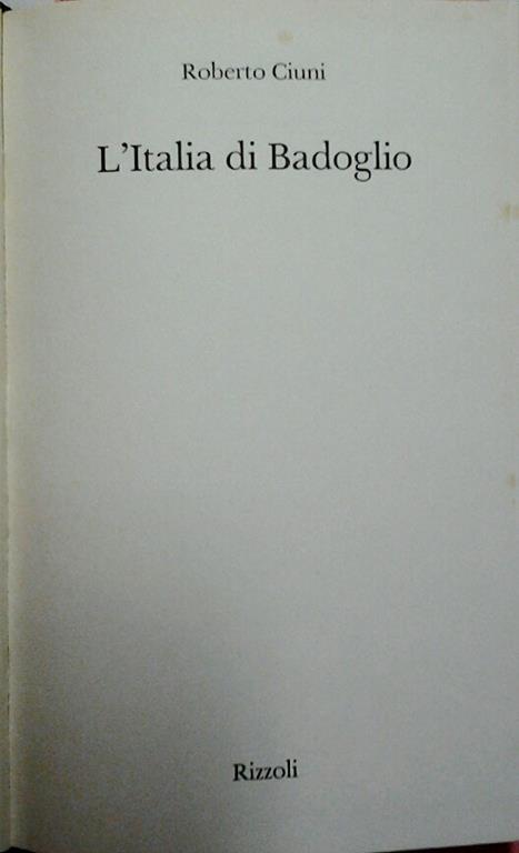 L' Italia di Badoglio - Roberto Ciuni - copertina