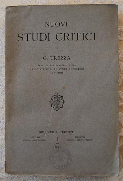 Nuovi Studi Critici - Gaetano Trezza - copertina