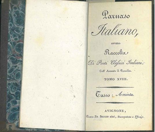 Aminta favola boschereccia di Torquato Tasso coll'accento di prosodia - Torquato Tasso - copertina