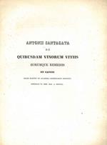 Antonii Santagata de quibusdam vinorum vitiis horumque remediis et causis sermo habitus in academia sciantiarum instituti Bononiae VI. non. maj. a. 1850