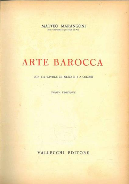 Arte barocca - Matteo Marangoni - copertina