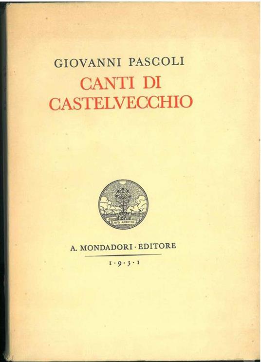 Canti di Castelvecchio - Giovanni Pascoli - copertina