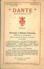 Dante Revue de culture latine. Hommage à Gabriele D'Annunzio. Inedits di G. D'Annunzio. septième année, n° 5-6 (Fasdcicule 50). Mai-juin 1938