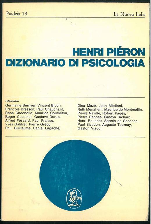 Dizionario di psicologia - Henri Piéron - copertina
