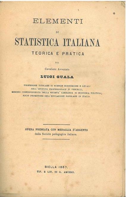 Elementi di statistica italiana - Luigi Guala - copertina