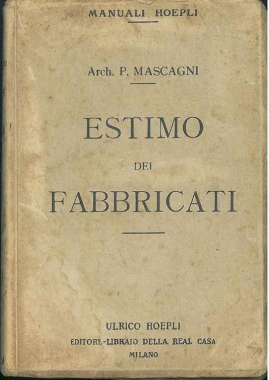 Estimo dei fabbricati - Pietro Mascagni - copertina