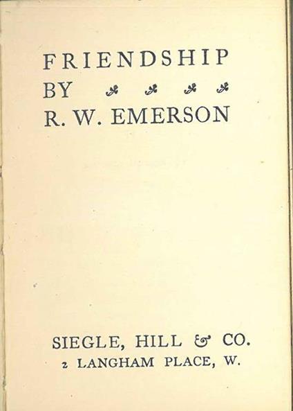 Friendship - Ralph W. Emerson - copertina