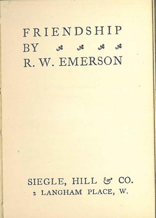Friendship - Ralph W. Emerson - copertina