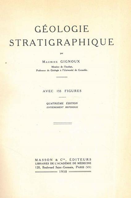 Géologie stratigraphique - Maurice Gignoux - copertina
