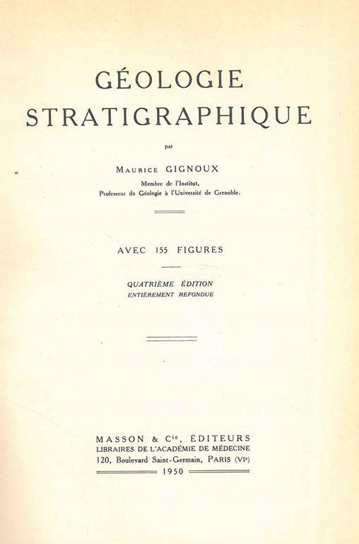 Géologie stratigraphique - Maurice Gignoux - copertina