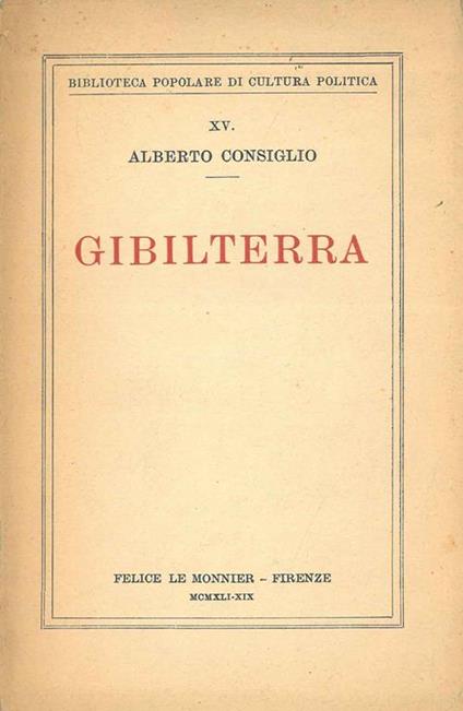 Gibilterra - Alberto Consiglio - copertina