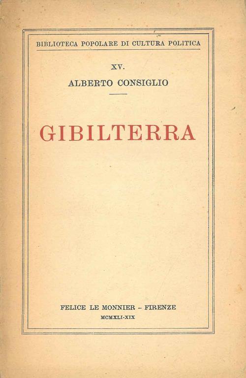 Gibilterra - Alberto Consiglio - copertina