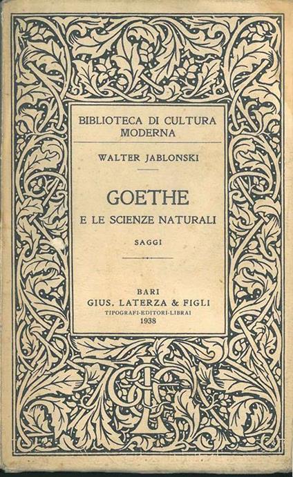 Goethe e le scienze naturali - Walter Jablonski - copertina
