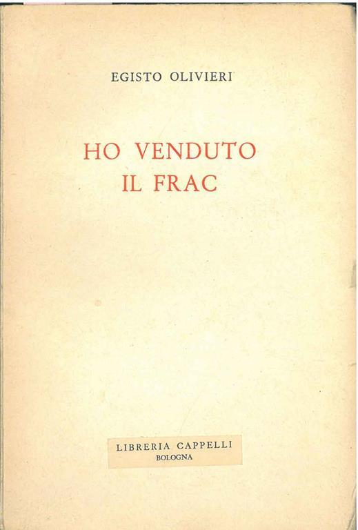 Ho venduto il frac - Egisto Olivieri - copertina