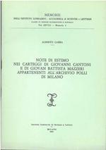 Note di estimo nei carteggi di Giovanni Cantoni e di Giovan Battista Mazzeri appartenenti all'archivio Polli di Milano