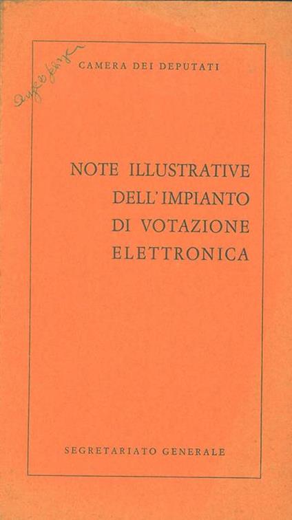 Note illustrative dell'impianto di votazione elettronica - copertina