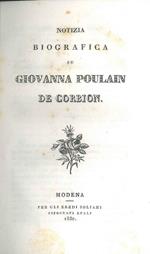 Notizia biografica su Giovanna Poulain de Corbion