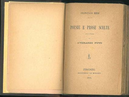Poesie e prose scelte per cura di Averardo Pippi - Francesco Redi - copertina