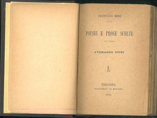 Poesie e prose scelte per cura di Averardo Pippi - Francesco Redi - copertina