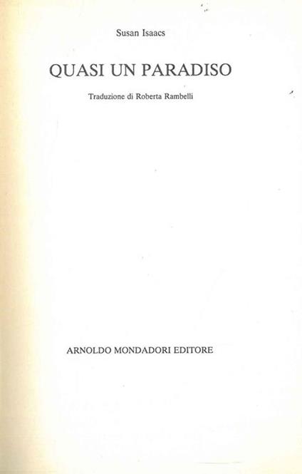 Quasi un paradiso Traduzione di R. Rambelli - Susan Isaacs - copertina