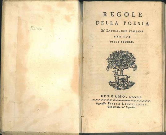 Regole della poesia si latina, che italiana per uso delle scuole - Angelo Mazzoleni - copertina