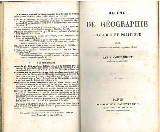 Résumé de Gèographie physique et politique - E. Cortambert - copertina