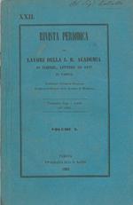 Rivista periodica dei lavori della I. R. Academia di scienze, lettere ed arti in Padova. Trimestre terzo e quarto del 1862. Volume X Redattore Giuseppe Orsolato