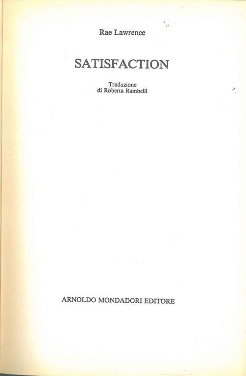 Satisfaction - Rae Lawrence - copertina