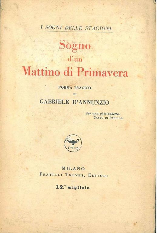 Sogno d'un mattino di Primavera. Poema tragico - Gabriele D'Annunzio - copertina