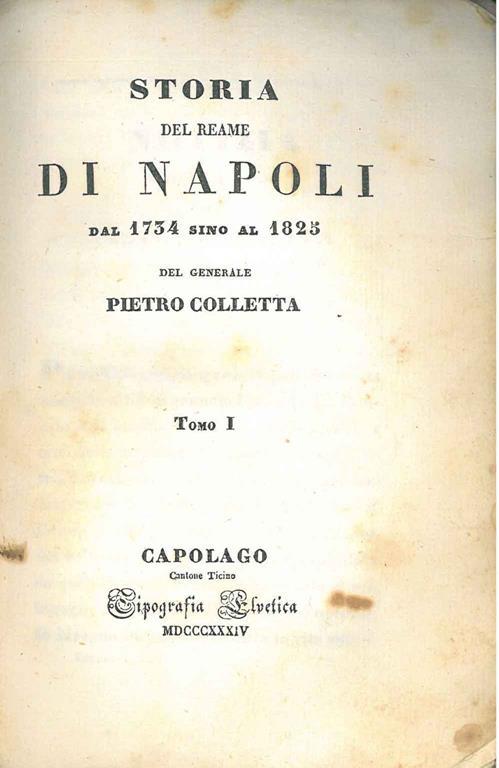 Storia del Reame di Napoli dal 1754 al 1825 - Pietro Colletta - copertina