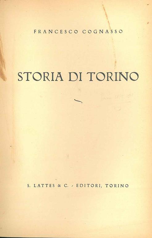Storia di Torino - Francesco Cognasso - copertina