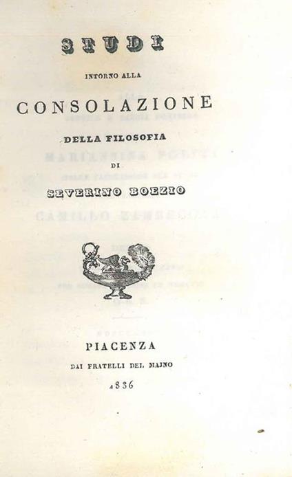 Studi intorno alla consolazione della filosofia di Severino Boezio - copertina