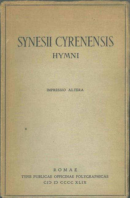 Synesii Cyrenensis Hymni - Nicola Terragni - copertina