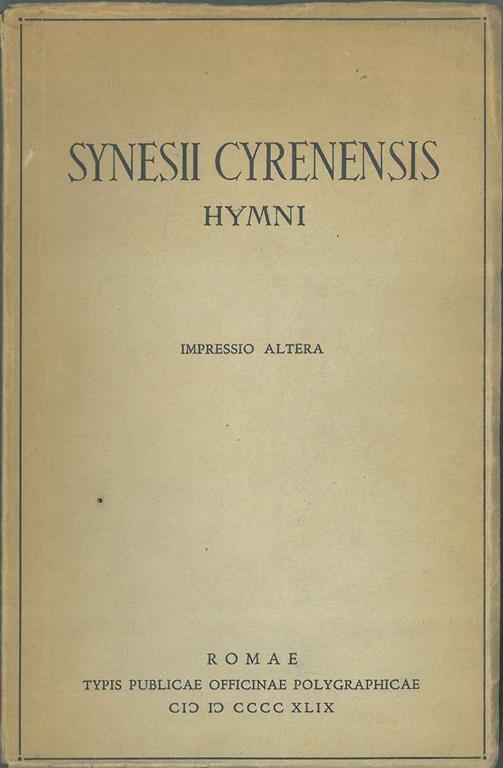 Synesii Cyrenensis Hymni - Nicola Terragni - copertina