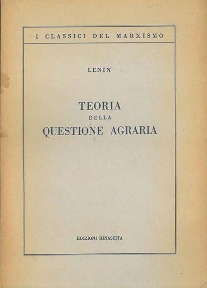 Teoria della questione agraria - Lenin - copertina