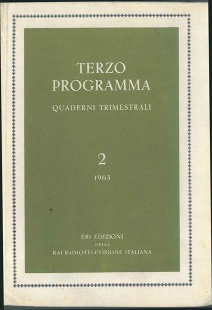 Terzo programma. Quaderni trimestrali. N. 2, 1963 - copertina