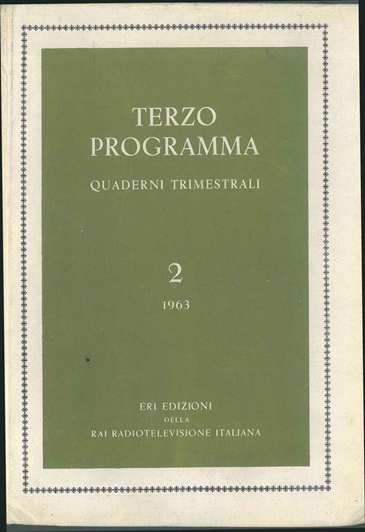 Terzo programma. Quaderni trimestrali. N. 2, 1963 - copertina