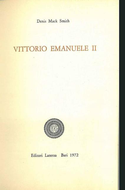 Vittorio Emanuele II - Denis Mack Smith - copertina