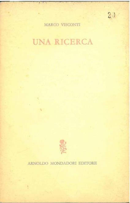 Una ricerca - Marco Visconti - copertina
