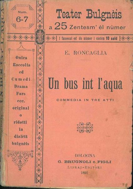 Un bus int l'aqua - Emilio Roncaglia - copertina