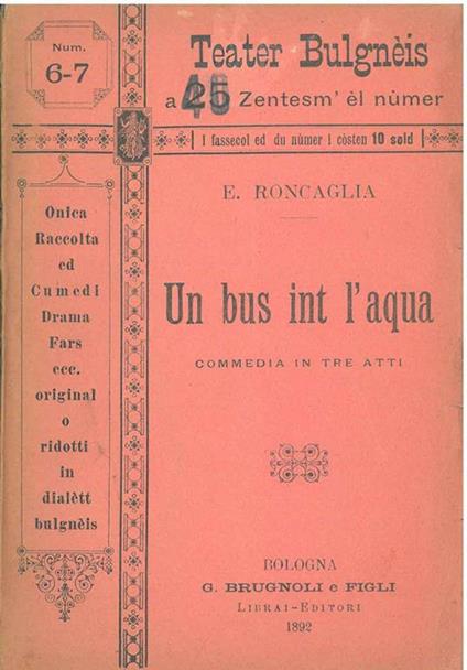 Un bus int l'aqua - Emilio Roncaglia - copertina