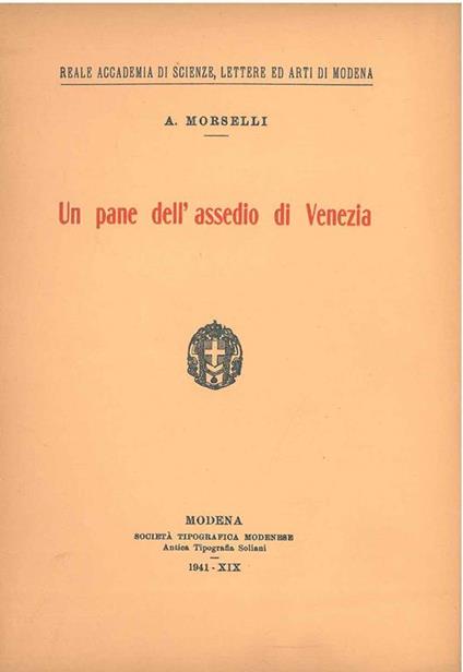 Un pane dell'assedio di Venezia - Alfonso Morselli - copertina