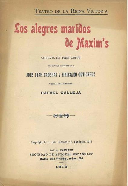 Los alegres maridos de Maxim's - Rafael Calleja - copertina