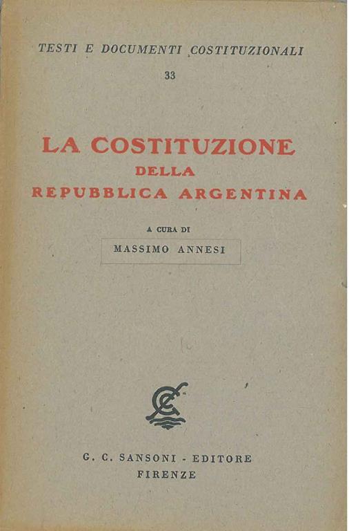 La Costituzione della repubblica Argentina - copertina