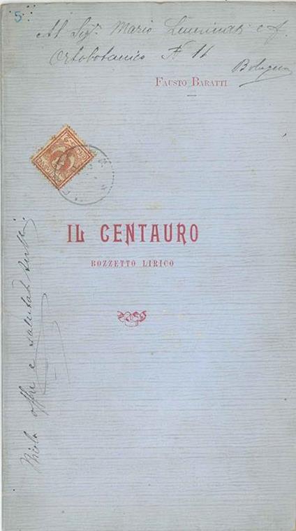 Il Centauro. Bozzetto lirico - Fausto Baratti - copertina