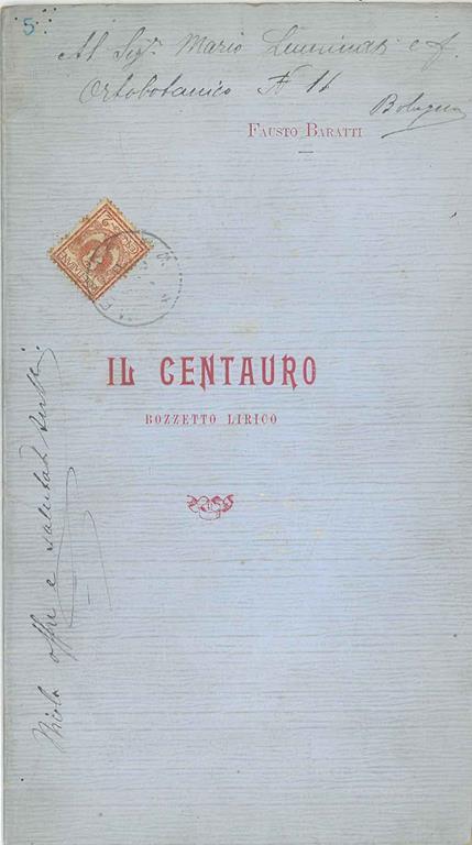 Il Centauro. Bozzetto lirico - Fausto Baratti - copertina