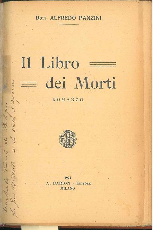 Il libro dei morti - Alfredo Panzini - copertina